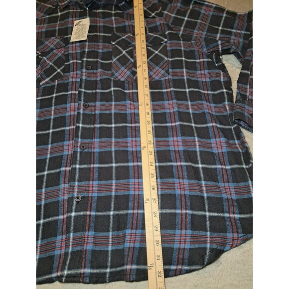 King Size Brand Flannel Button Down Hooded Shirt Long Sleeve Men's 2XL Big - Picture 5 of 8